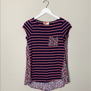 Paper Locket Floral Pocket Tee Navy/Pink